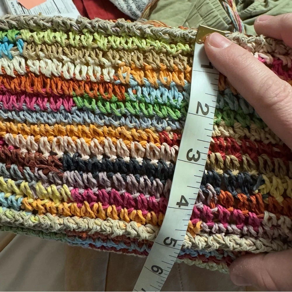 Paper Rope Yarn chochet shoulder bag tote multi color